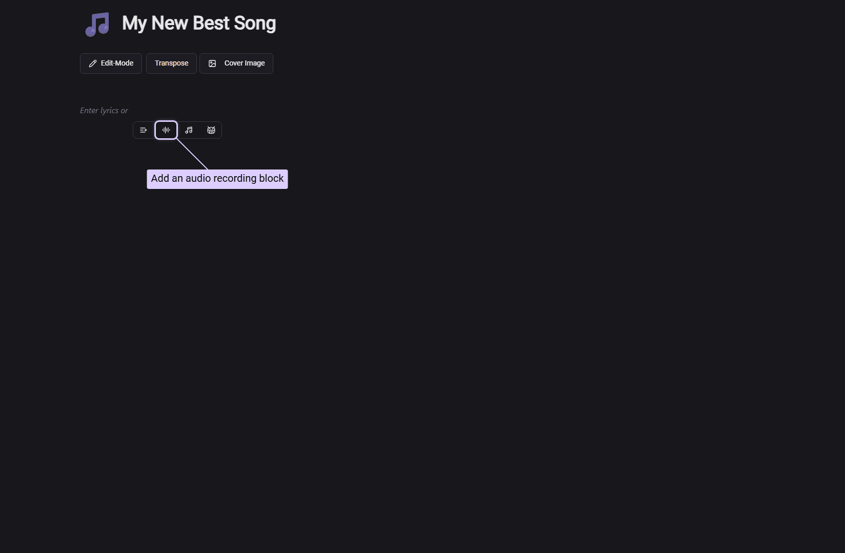 Adding an audio block