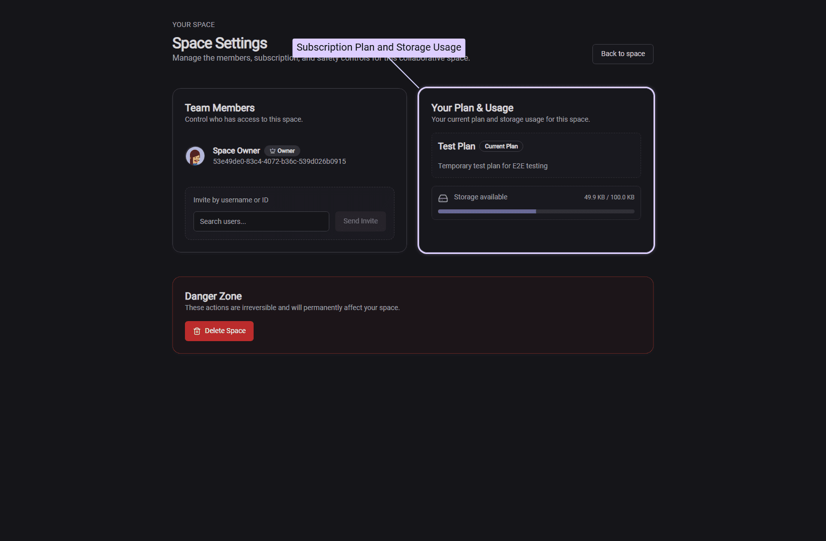Storage quota in Space Settings