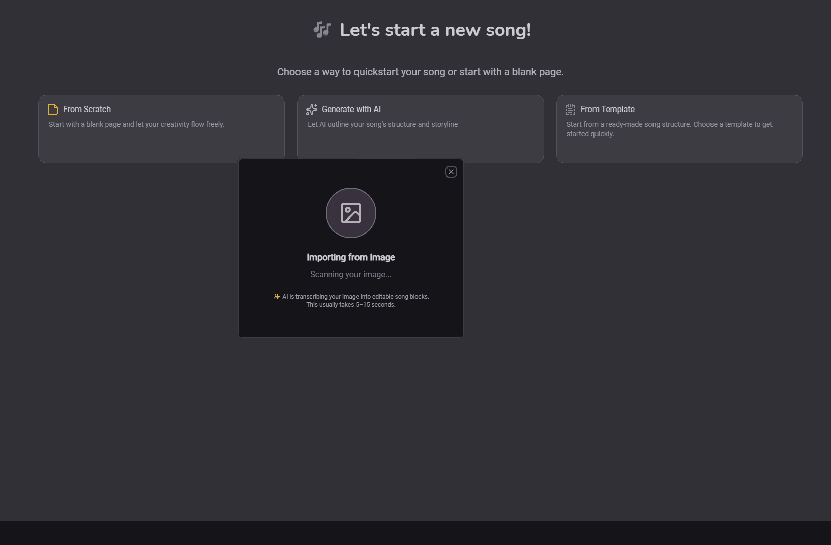Image-to-Song loading state